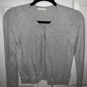 light gray cardigan